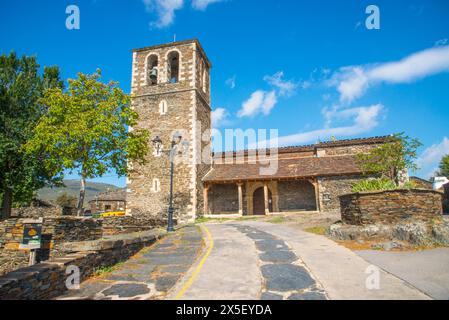 Facade of Santa Maria Magdalena church. Campillo de Ranas, Guadalajara province, Castilla La Mancha, Spain. Stock Photo
