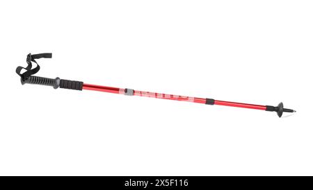 One Nordic walking pole isolated on white. Sports equipment Stock Photo