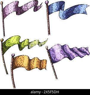 mockup flag waving sketch hand drawn vector Stock Vector Image & Art ...