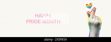 LGBTQ Pride month halftone collage banner vector illustration Stock Vector