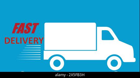 Fast Delivery Vehicle, Fast Delivery Van, Fast symbol, Delivery truck sign, Shipping fast delivery truck, Express service, quick mover Stock Vector