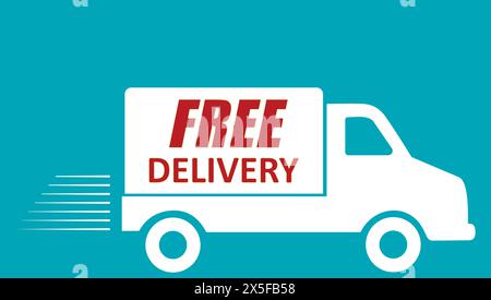 free delivery truck, free delivery icon, Delivery van, Van cargo Box, Fast and free shipping, fast shipping Stock Vector