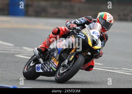 9th May 2024; Briggs EquipmentNorth West 200 Motorcycle Race, Portrush, Antrim, Northern Ireland; North West 200 Qualifying and Races; Peter Hickman (Trooper Triumph By PHR Performance) during SuperSport qualifying Stock Photo