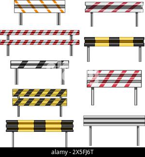 guard rails set cartoon vector illustration Stock Vector