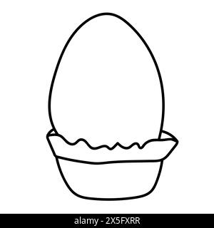 Easter egg line drawing. Doodle vector illustration. Stock Vector