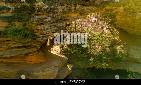 Aerial photograph of Natural Bridge State Park near Leland, Sauk County, Wisconsin, USA. Stock Photo