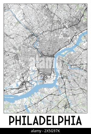 Philadelphia, Pennsylvania, USA map poster art Stock Vector