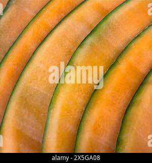Graphic, abstract pattern made from slices of cantaloupe about this I Stock Photo
