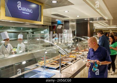 Miami Florida,PortMiami Port of Miami,onboard inside interior,Norwegian Joy Cruise Line ship,7-day Caribbean,day at sea,inside interior indoors,The Ga Stock Photo