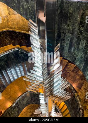 Prague, Czech republic - June 15, 2021. Interior of stairs in New Stage of National Theatre Stock Photo