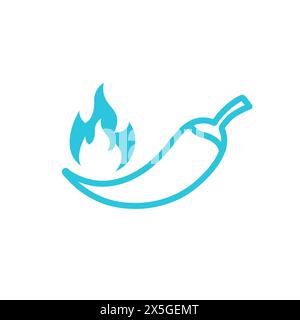Hot spicy, chili icon. Isolated on white background. From blue icon set. Stock Vector