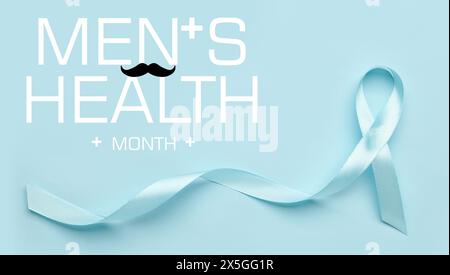 Banner for Men's Health Month with awareness ribbon Stock Photo - Alamy