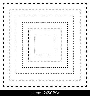 Minimalist square pattern vector. Nested dotted squares design. Abstract geometric black and white illustration. Modern art concept. Stock Vector