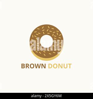 Brown donut logo with sprinkles of sprinkles on it. Stock Vector