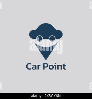 Simple car logo merged with point shape. Stock Vector