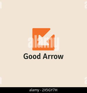 Square logo with arrow negative space and forming the letter G. Stock Vector