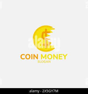 Broken gold coin logo that resembles the letter C. Stock Vector