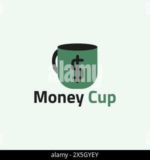 A simple cup logo with a currency symbol in the center. Stock Vector