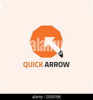 Tent logo with arrow negative space and forming the letter Q. Stock Vector