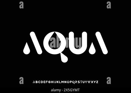 Abstract aqua style alphabet display font vector. Creative rounded typeface Stock Vector