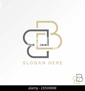 Logo design graphic creative concept premium vector stock initial letter B or BB font line art motif pattern flip top down Related typography monogram Stock Vector