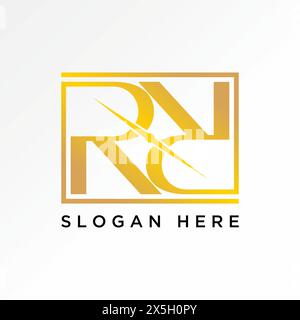Logo design graphic creative concept premium vector stock initial letter R or RR font flip left right with guide needle Related to typography monogram Stock Vector