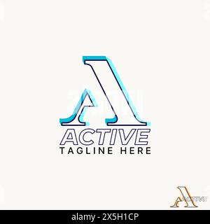 Logo design graphic concept creative premium vector stock unique abstract initial letter A line font cutting 3D shadow. Related to monogram typography Stock Vector