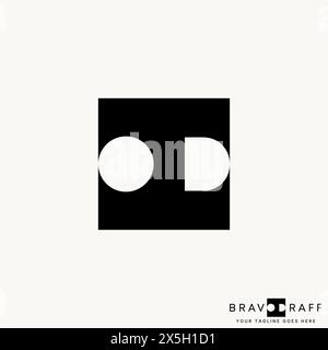 Logo design graphic concept creative vector premium stock abstract letter initial OD with negative space square. Related to monogram typography brand Stock Vector