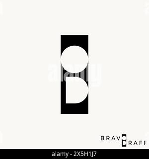 Logo design graphic concept creative vector premium stock abstract letter initial OD with negative space rectangle. Related monogram typography brand Stock Vector
