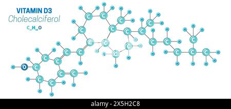 Cholecalciferol D3 Vitamin Molecule Chemistry Stock Vector