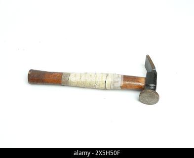 old and used hammer isolated on white background Stock Photo