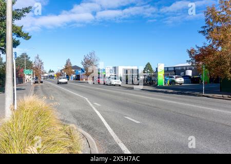 Main Road, Methven, Canterbury, South Island, New Zealand Stock Photo