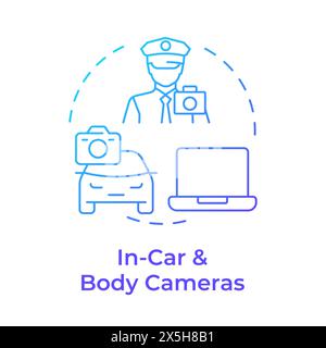 In car and body cameras blue gradient concept icon Stock Vector