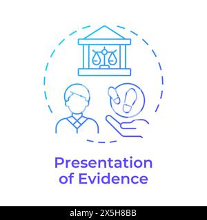 Presentation of evidence blue gradient concept icon Stock Vector