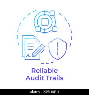 Reliable audit trials blue gradient concept icon Stock Vector