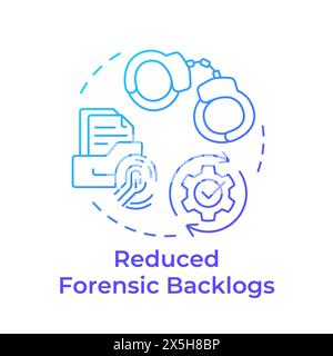 Reduced forensic backlogs blue gradient concept icon Stock Vector