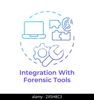 Integration with forensic tools blue gradient concept icon Stock Vector