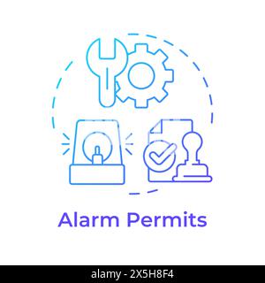 Alarm permits blue gradient concept icon Stock Vector