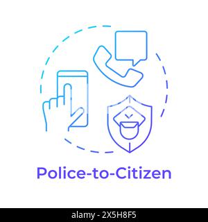 Police to citizen blue gradient concept icon Stock Vector