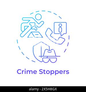 Crime stoppers blue gradient concept icon Stock Vector
