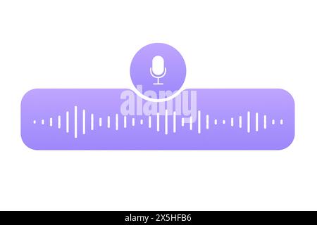 Sound record wave, talk, voice chat, phone app screen, audio player button isolated on white background. Simple media equalizer, podcast decibel sound track. Vector illustration Stock Vector