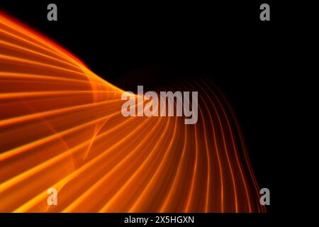 Abstract technology banner design. Digital neon lines on black background. Stock Photo