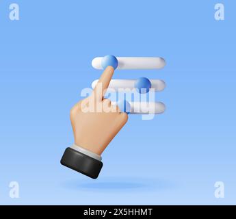3D filter button and hand Stock Vector