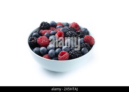 Fresh assortment berries isolated on white background Stock Photo