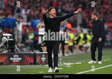 Xabi Alonso Coach (Bayer 04 Leverkusen) during the UEFA Europa League match between Bayer Leverkusen 2-2 Roma at BayArena Stadium on May 09, 2024 in Leverkusen, Germany . Credit: Maurizio Borsari/AFLO/Alamy Live News Stock Photo