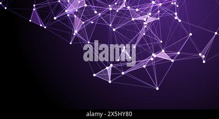 Abstract banner with a low poly plexus design Stock Vector