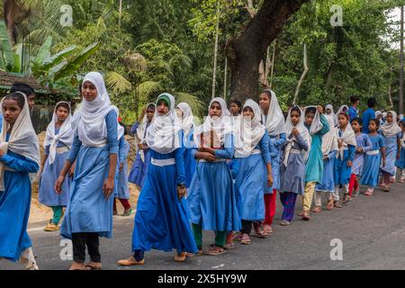 Bangladesh, Cox's Bazar. School children are dressed up in uniform to celebrate Independence day (from Pakistan). (Editorial use only) Stock Photo