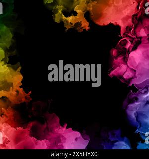 Abstract dark multi coloured hand painted alcohol ink background Stock Vector