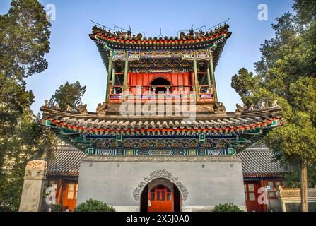 Chinese minaret tower and grave, Cow Street Mosque, Beijing, China. For the Hui minority, famous Muslim mosque in China Stock Photo