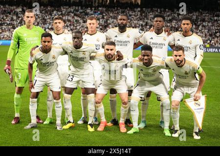 Madrid, Espagne. 08th May, 2024. Team of Real Madrid during the UEFA Champions League, Semi-finals, 2nd leg football match between Real Madrid and Bayern Munich on May 8, 2024 at Santiago Bernabeu stadium in Madrid, Spain - Photo Laurent Lairys/DPPI Credit: DPPI Media/Alamy Live News Stock Photo
